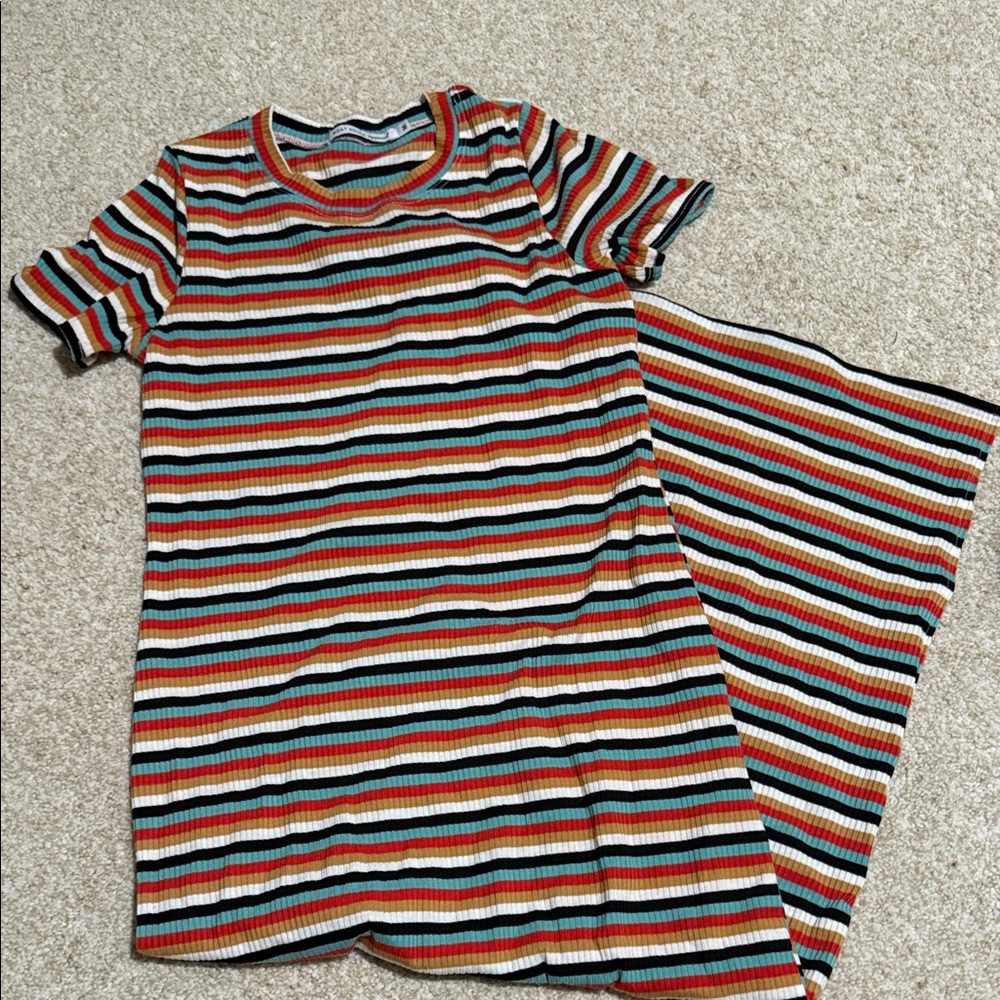 Striped Multicolor Ribbed maxi Dress